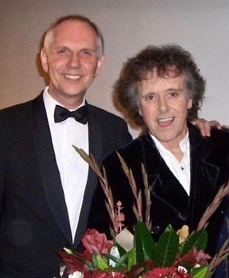 Dr Anthony Miles with singer/songwriter Donovan Leitch at the British Academy of Film and Television Arts (BAFTA) event: "The David Lean Lecture", delivered by filmmaker David Lynch, November 2007, London.