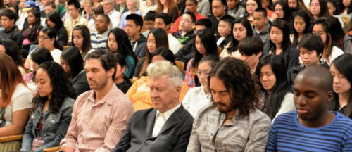 Group Meditation with David Lynch and Russell Brand at Maharishi International University (MIU)
